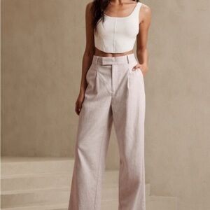 Elegant Linen Blend Wide-Leg Pant Set